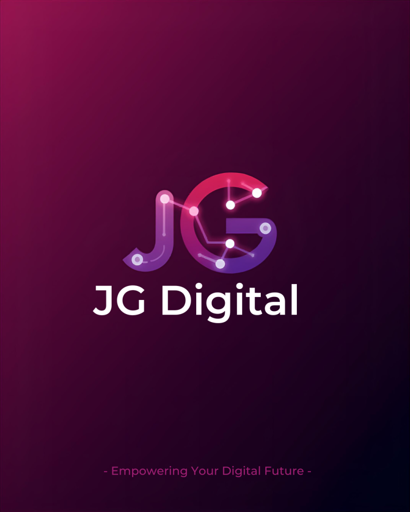 j g digital logo with circuit design